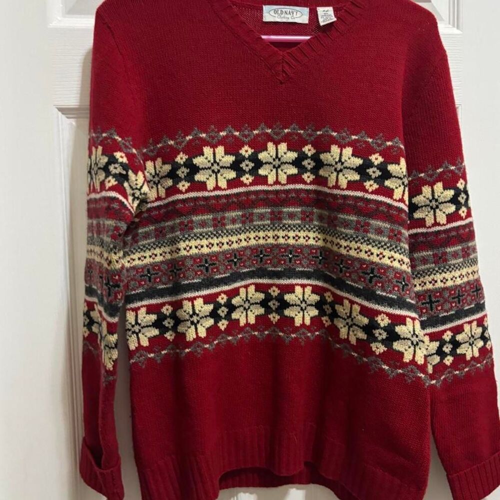 Old-navy Women's Red and Burgundy Jumper